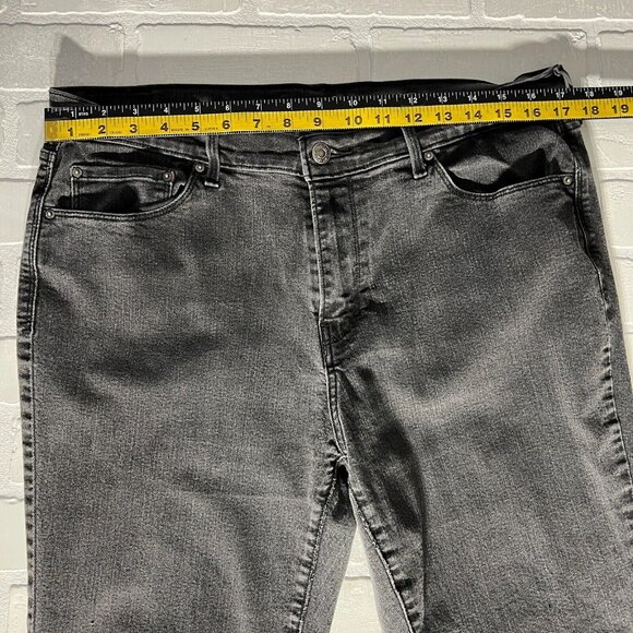 Levis 505 Straight Jeans Womens 33 Charcoal Black Gray High Rise Stretch Crop - Picture 2 of 13